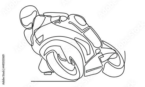 Photo Continue line of motorcycle racer sport vector illustration