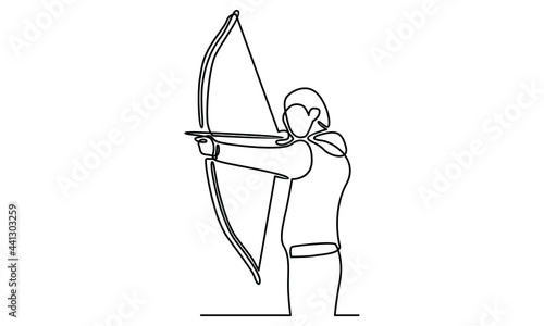 Continue line of man archer vector illustration