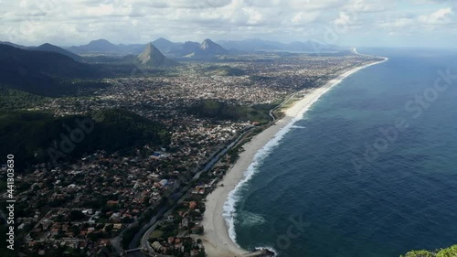 Panoramic view of the coastal city of Marica, Rio de Janeiro, Brazil, facing the Atlantic Ocean. Brazilian coast and sea. from the lookout on the elephant rock (pedra do elefante) photo