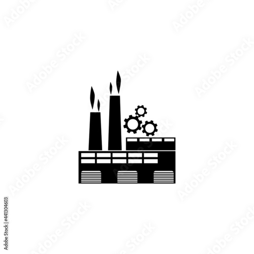 Factory icon. Symbol of a large industrial factory with machines.