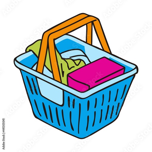 商品が入っている買い物かごのイラスト