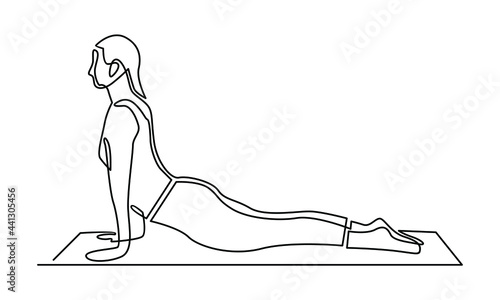 Continue line of woman doing morning workout illustration