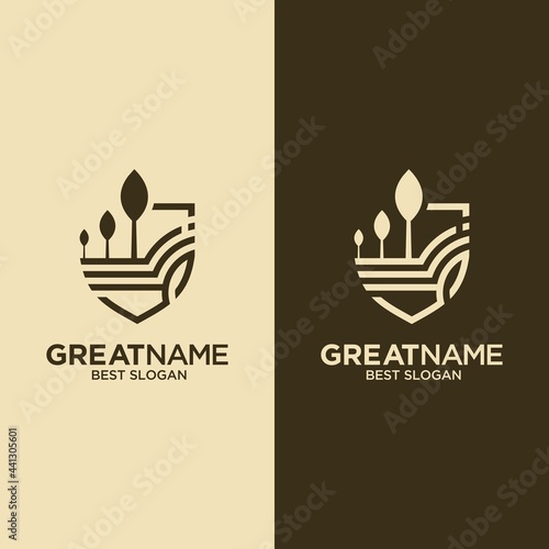 Line Art Logo. Eco Logo. Simple Landscape Logo
