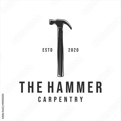 hammer logo vintage vector illustration template icon design. tool and equipment carpentry for professional carpenter logo company concept emblem design