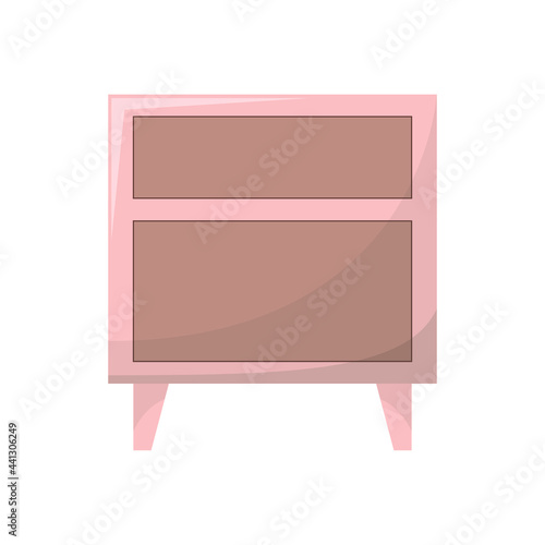 Bedside table. Modern furniture for a cozy home on a white background. Flat design.