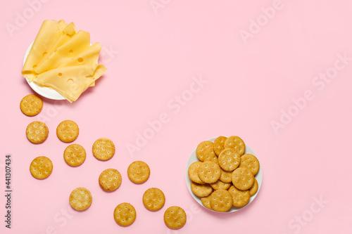 Cheese slices and round cra...