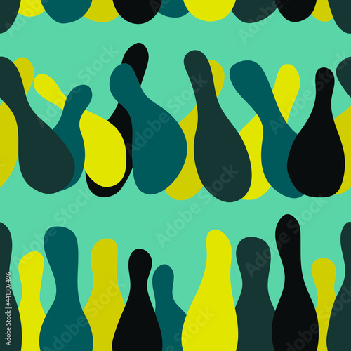 Сolored pins, bowling, abstract seamless pattern
