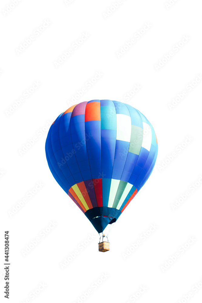 Fototapeta premium Striped hot air balloon isolated on white background.