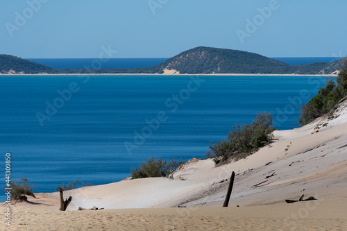 Fraser Island from the Rainbow Beach Sand blow lookout. Queensland.