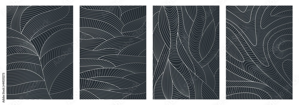 Set of abstract wavy backgrounds. Line pattern with waves texture