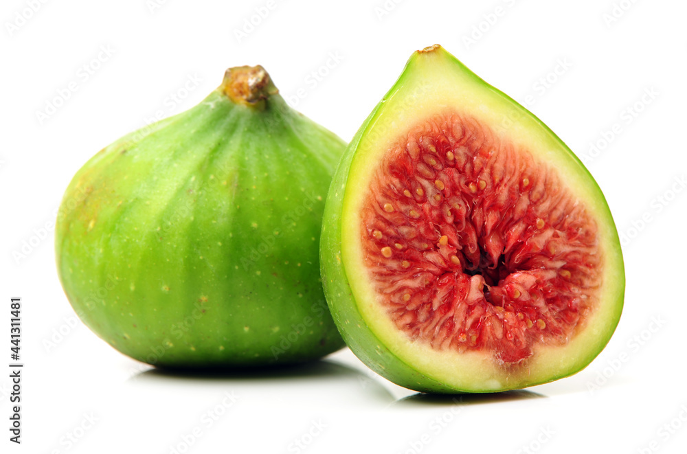 Ripe figs on a white background