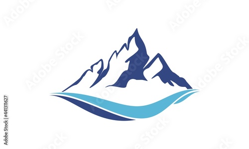 Mountain and wave vector icon