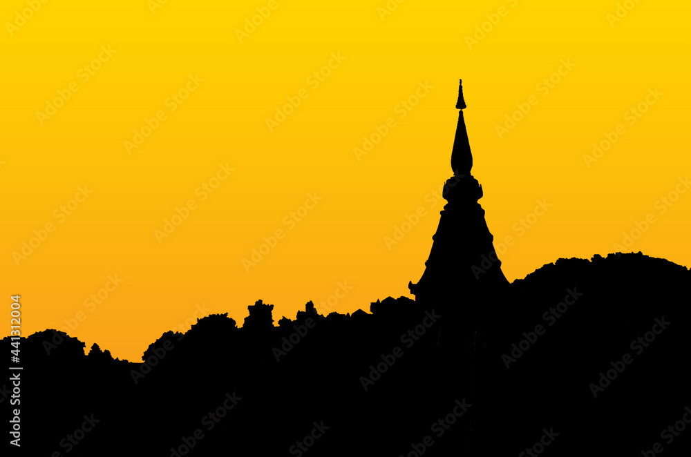 Obraz premium Temple Thailand Landmarks and Silhouette, , Travel Attraction and Background