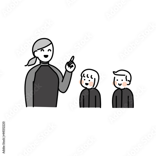 プールにて先生と生徒イラスト素材