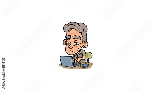 Old man on laptop Character RG