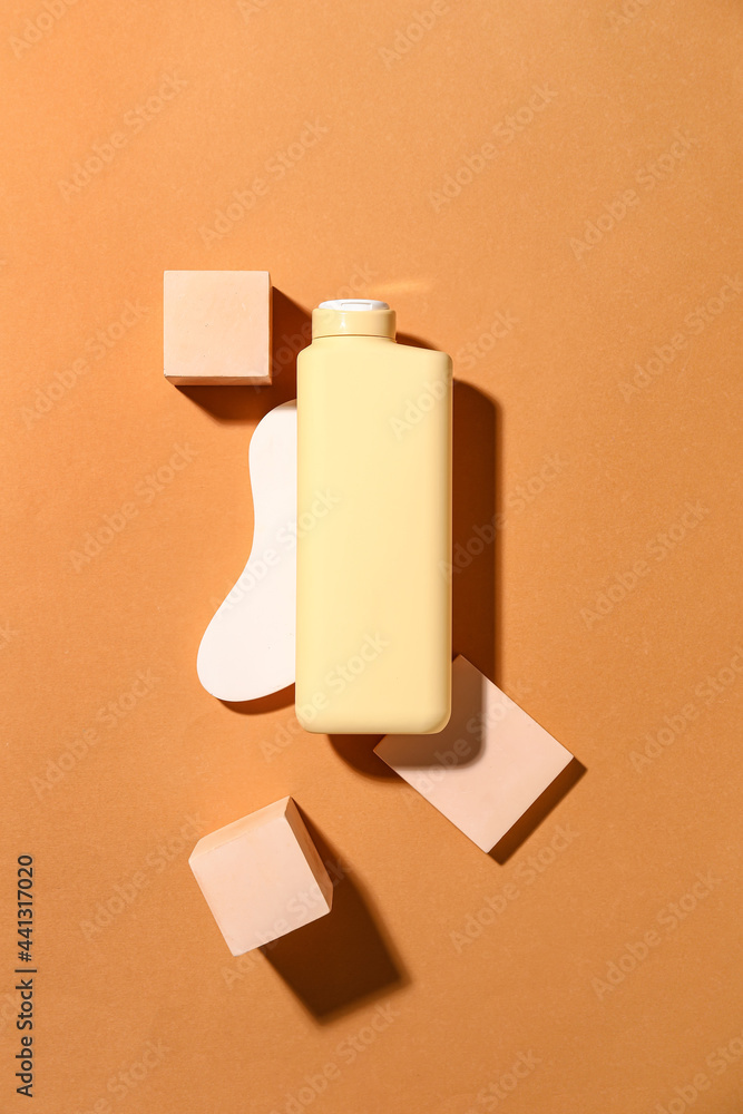 Bottle of shower gel on color background Bottle of shower gel on color background