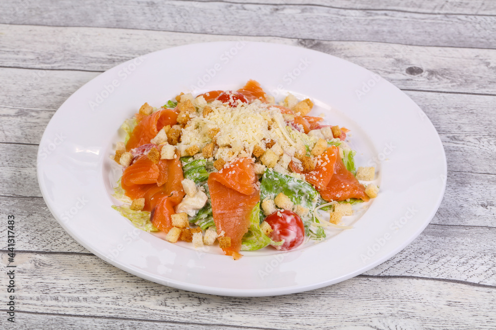 Caesar salad with salmon and parmesan Caesar salad with salmon and parmesan