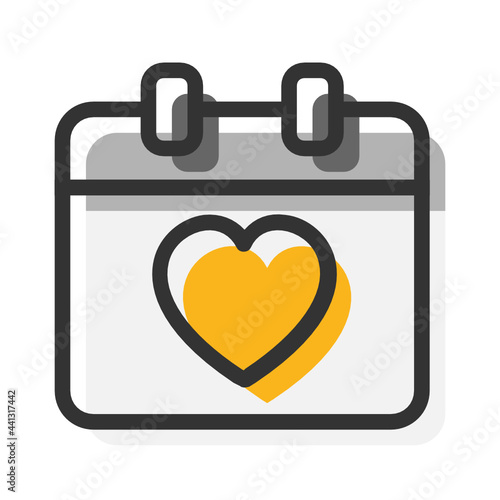 Love , Calendar filled outline icon.