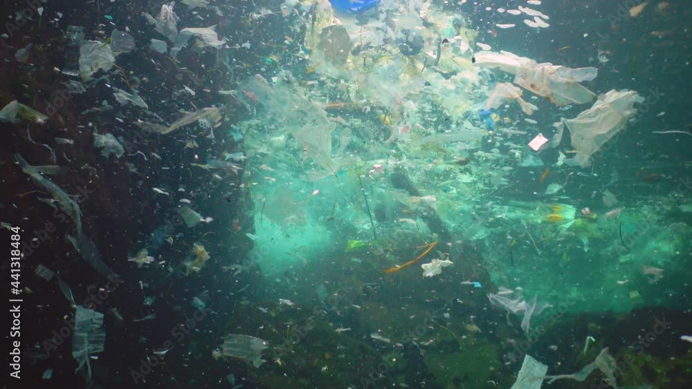 Marine pollution. Plastic debris in the water, killing wildlife. Plastic garbage and other debris floating underwater. Black Sea, Bulgary Marine pollution. Plastic debris in the water, killing wildlife. Plastic garbage and other debris floating underwater. Black Sea, Bulgary