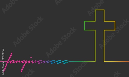 Cross and forgiveness word connected with line