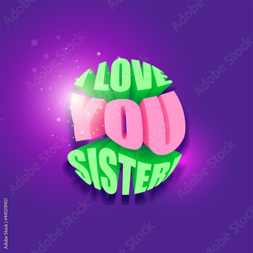 birthday card for sister with volumetric letters