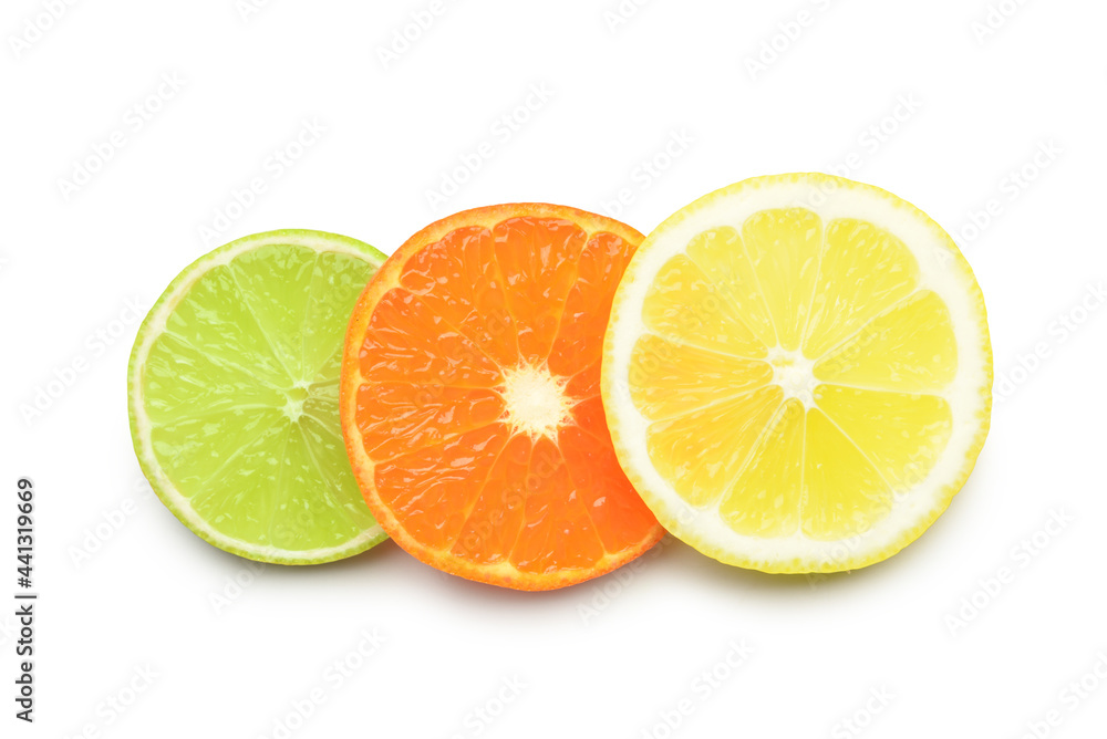 Slice of citrus fruits on white background Slice of citrus fruits on white background