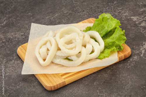 Raw squid rings for cooking