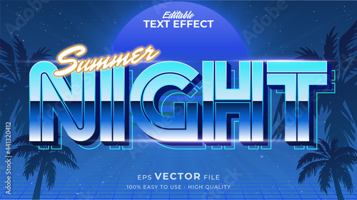 Editable text style effect - retro summer text in 80s style theme