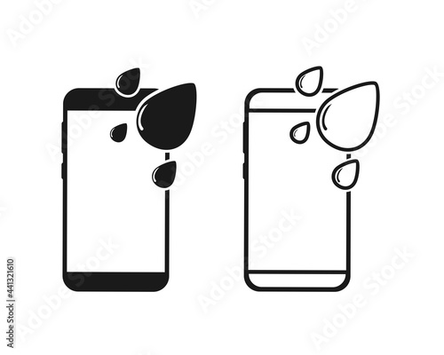 Smartphone waterproof icon. Mobile phone with drop water icon.Waterproof phone. Illustration vector