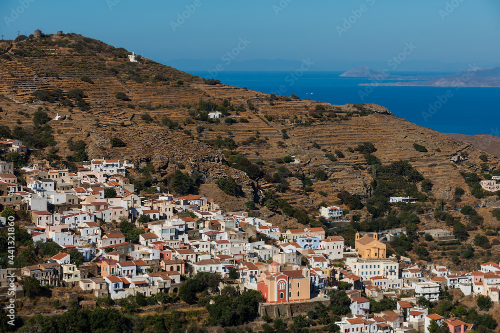 View of the village of Ioulis on the Greek island of Kea in the Cyclades archipelago