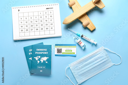 Immune passports, card, cal...