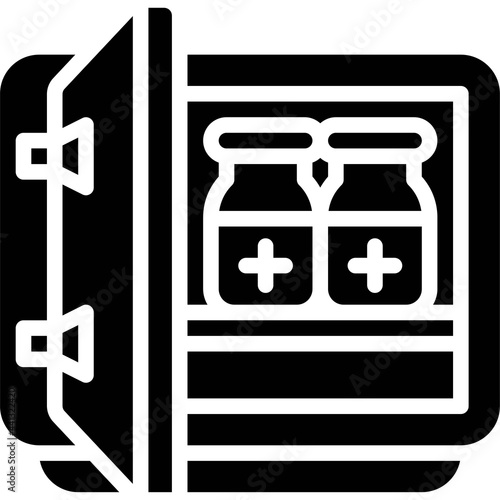 Vaccine refrigerator icon, Vaccine Development related vector