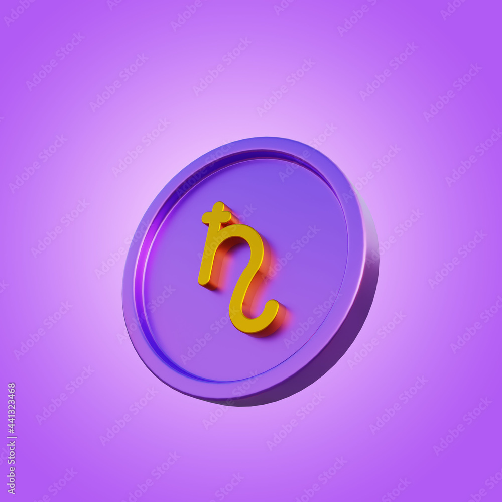 3d illustration astrological planet sign saturn on coin 3d illustration astrological planet sign saturn on coin