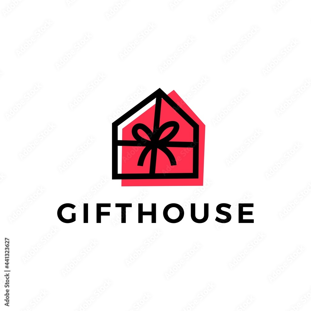 Fototapeta premium gift house logo vector icon illustration