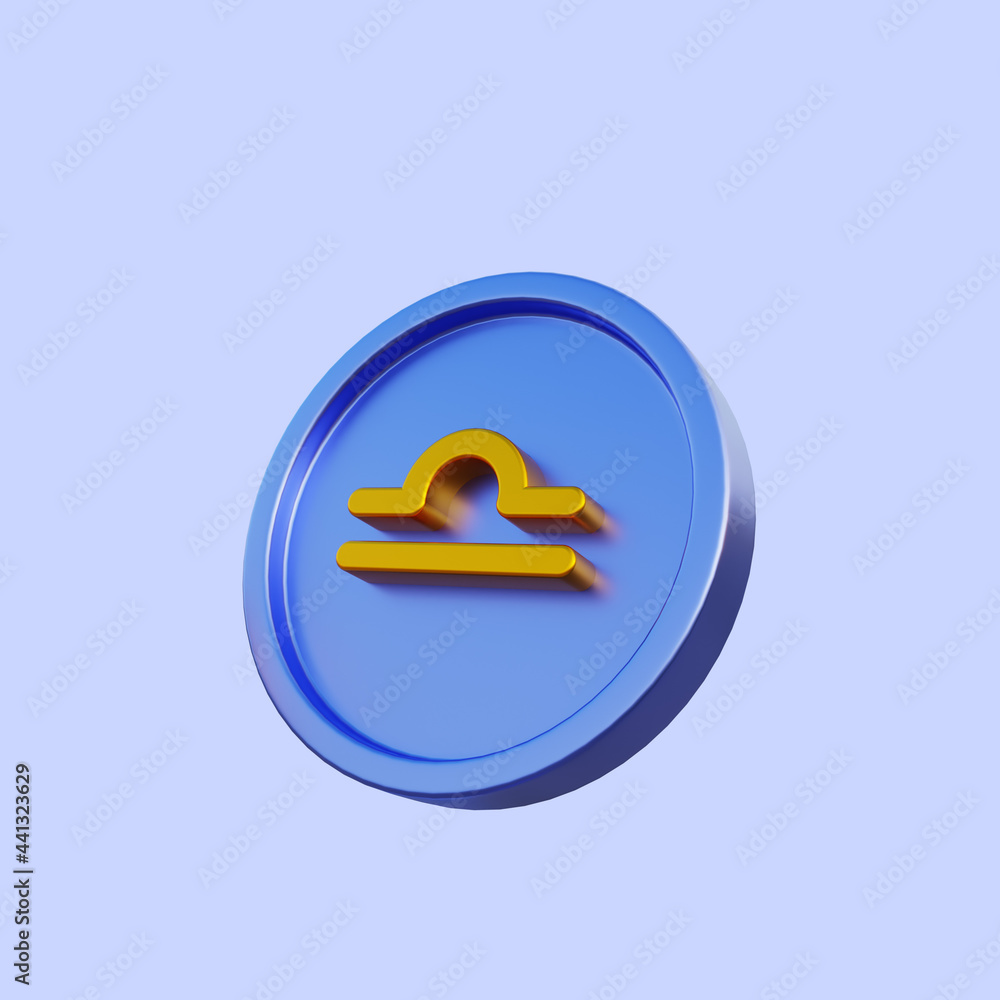 3d illustration zodiac horoscope symbol on coin libra 3d illustration zodiac horoscope symbol on coin libra