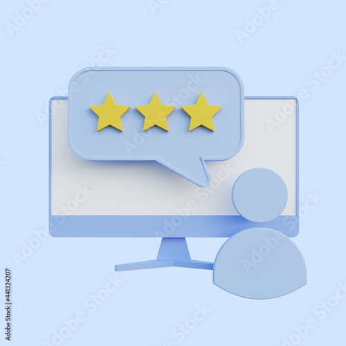 3d illustration of rating people icon in front of monitor