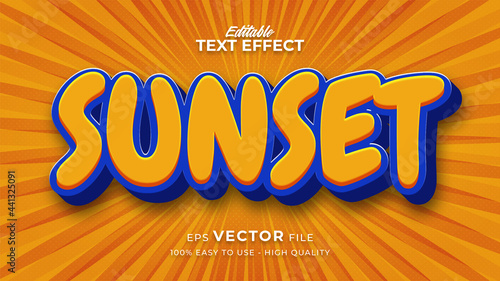 summer text effect template with cartoon style