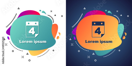 White Day calendar with date July 4 icon isolated on white and blue background. USA Independence Day. 4th of July. Abstract banner with liquid shapes. Vector