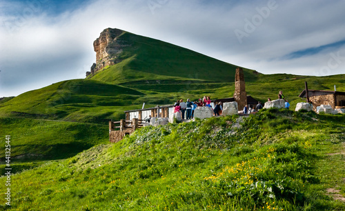 A recreation area on the road among the hills of the foothills of the Caucasus mountains. Russia.