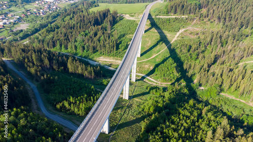 Top view of Valy Bridge, the tallest bridge in Slovakia.