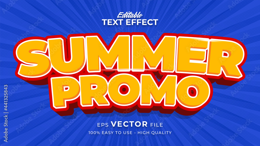 Obraz premium summer text effect template with cartoon style
