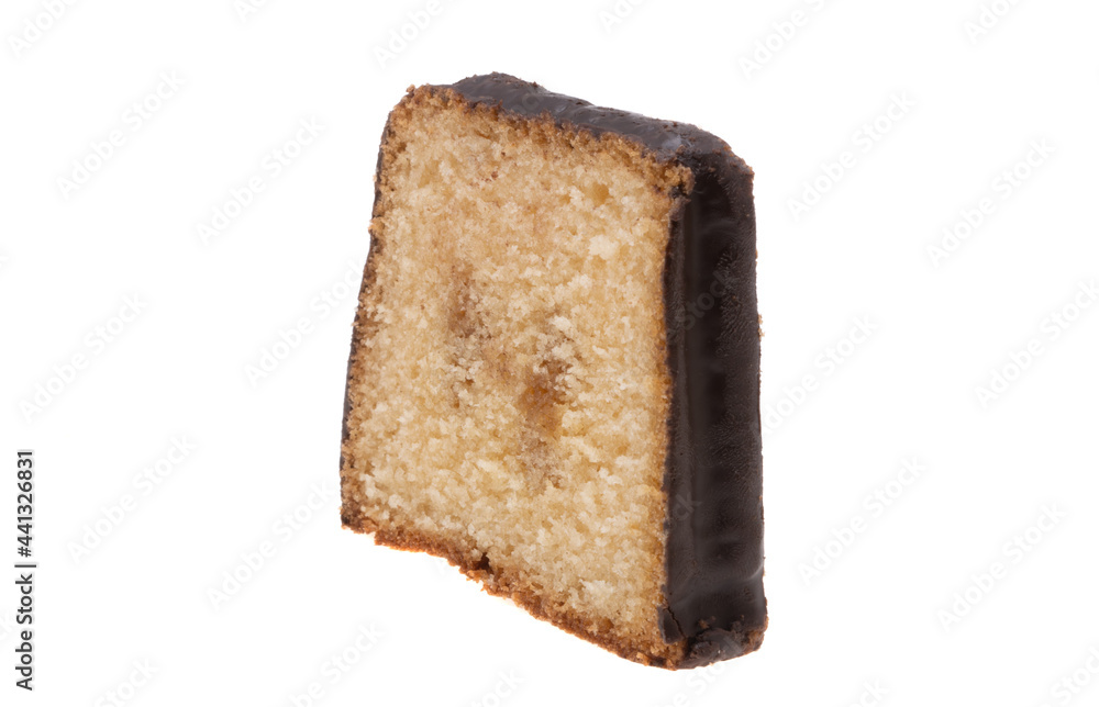 sponge cake with caramel isolated