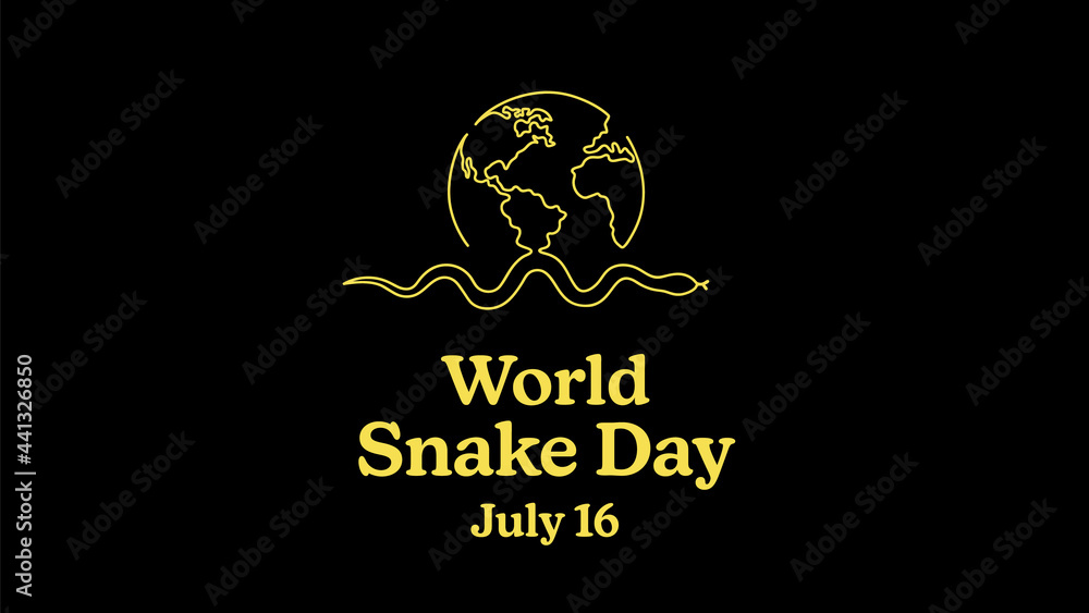 World Snake Day July 16. Simple planet and snake. Minimalist web banner, world snake day vector illustration. One continuous line drawing. World Snake Day July 16. Simple planet and snake. Minimalist web banner, world snake day vector illustration. One continuous line drawing.