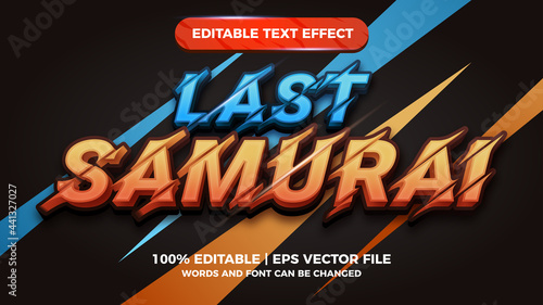 Last Samurai editable text effect for cartoon comic game title style template