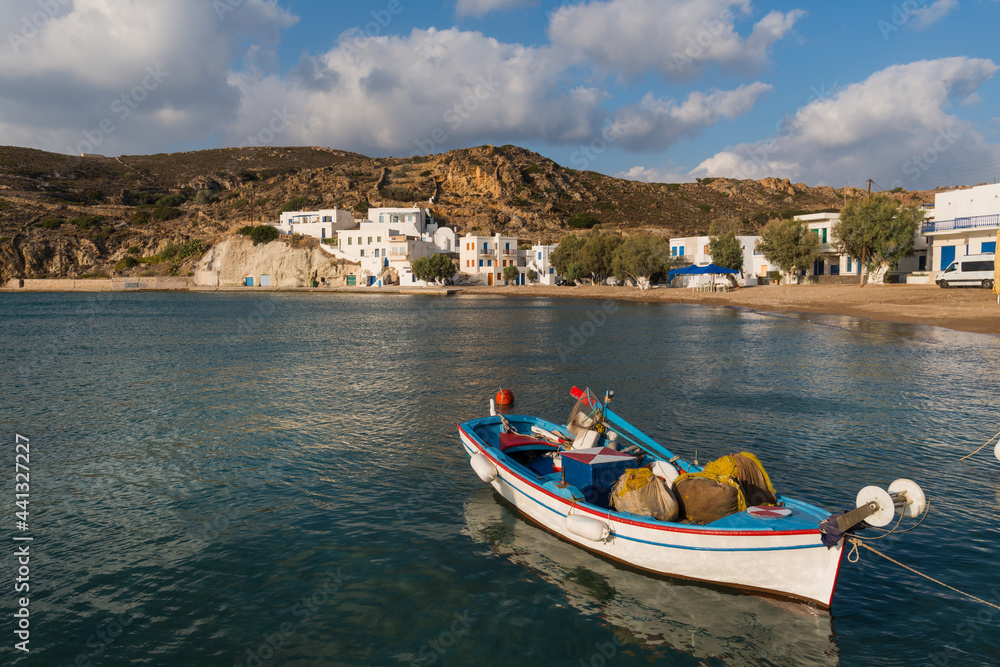 The traditional fishing village of Klima on the east coast of the Greek island of Kimolos in the Cyclades archipelago