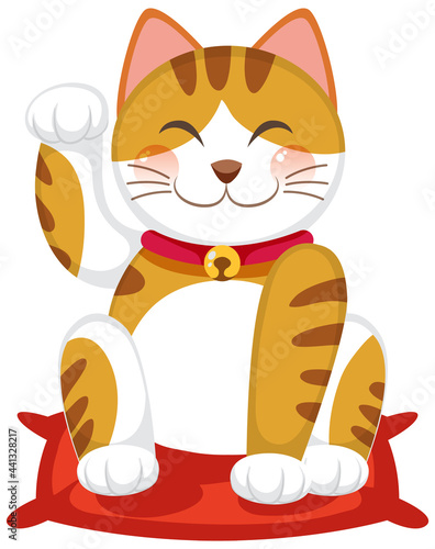 Japanese lucky cat maneki neko cartoon character isolated