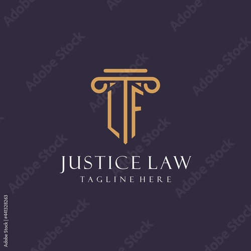 LF monogram initials design for law firm, lawyer, law office with pillar style