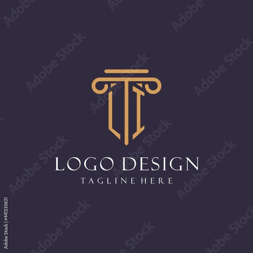 LI monogram initials design for law firm, lawyer, law office with pillar style