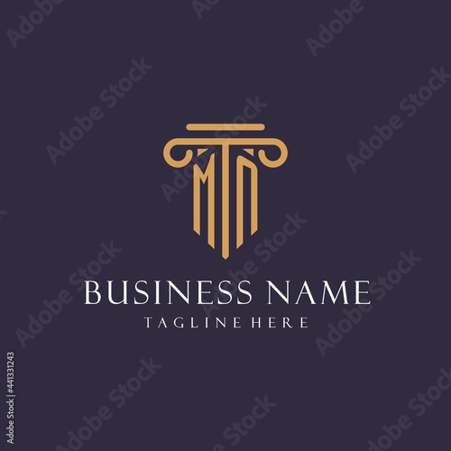 MN monogram initials design for law firm, lawyer, law office with pillar style