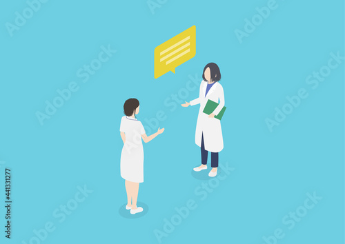 看護師に指示を出す女医のイラスト素材